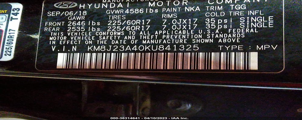KM8J23A40KU841325 2019 HYUNDAI TUCSON photo no. 9