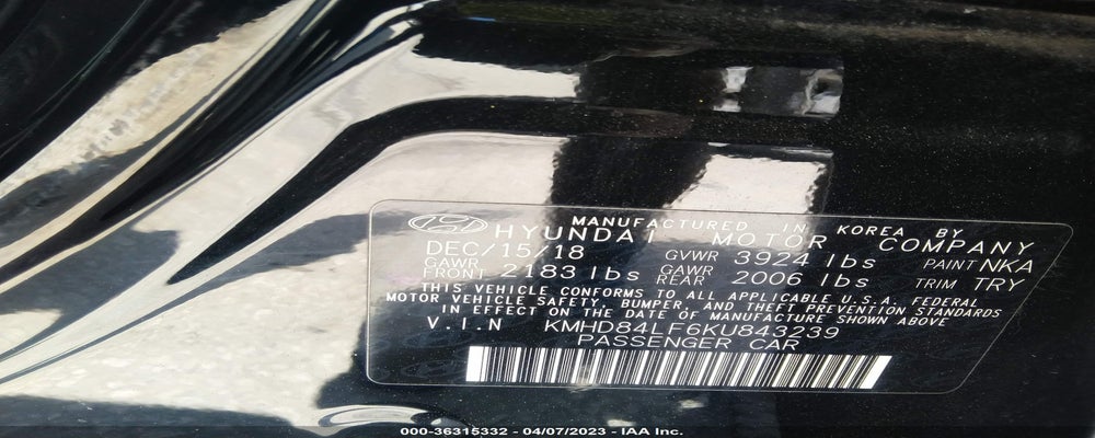 KMHD84LF6KU843239 2019 HYUNDAI ELANTRA photo no. 9