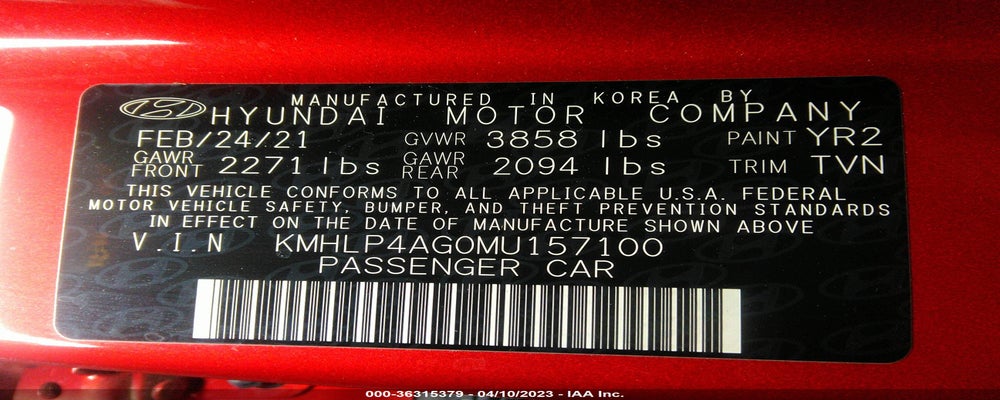KMHLP4AG0MU157100 2021 HYUNDAI ELANTRA photo no. 9