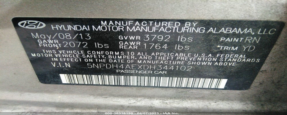5NPDH4AEXDH344102 2013 HYUNDAI ELANTRA photo no. 9