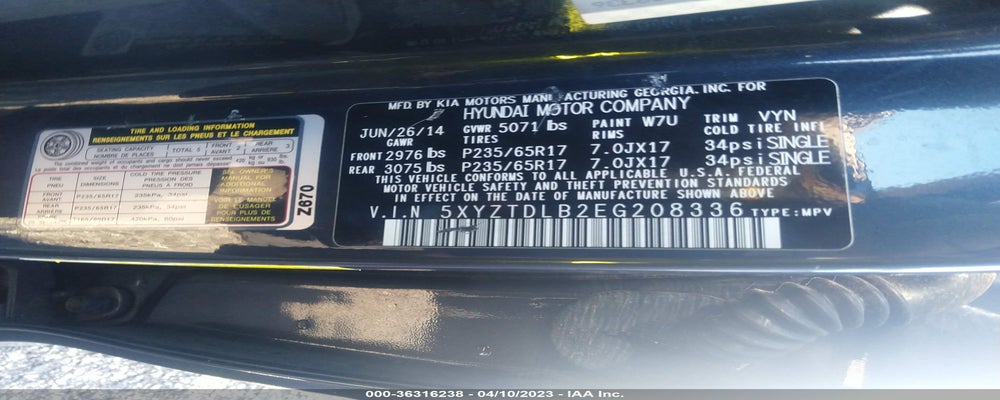 5XYZTDLB2EG208336 2014 HYUNDAI SANTA FE SPORT photo no. 9