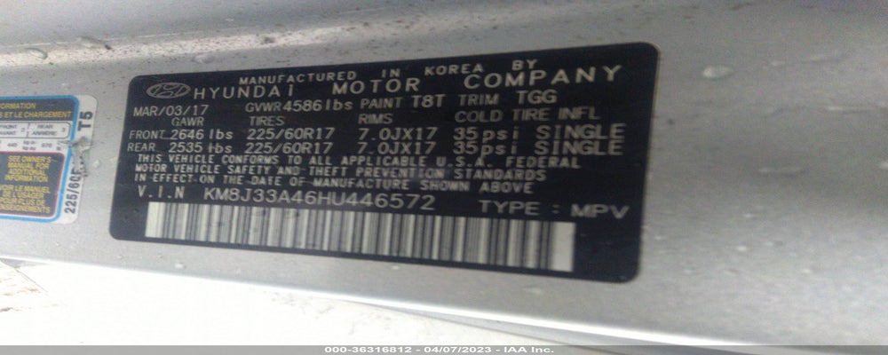 KM8J33A46HU446572 2017 HYUNDAI TUCSON photo no. 9