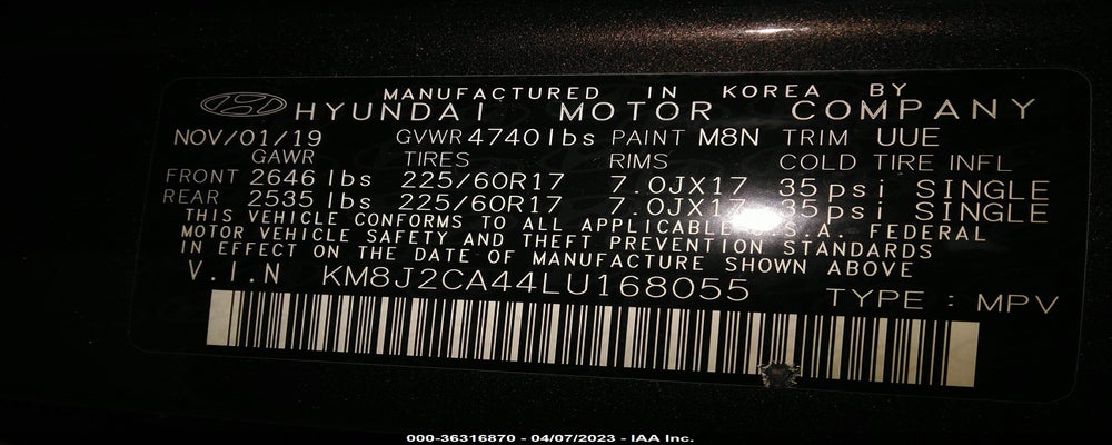 KM8J2CA44LU168055 2020 HYUNDAI TUCSON photo no. 9