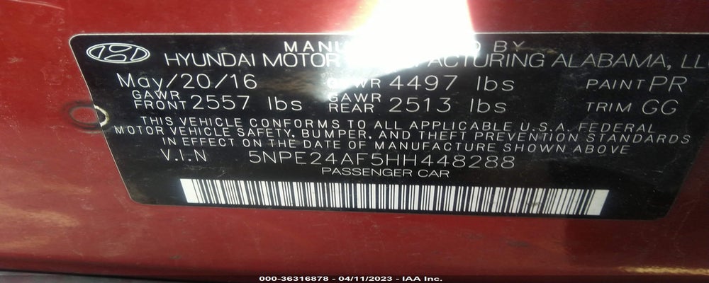 5NPE24AF5HH448288 2017 HYUNDAI SONATA photo no. 9