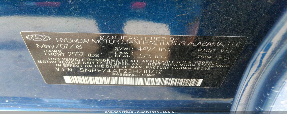 5NPE24AF2JH710712 2018 HYUNDAI SONATA photo no. 9