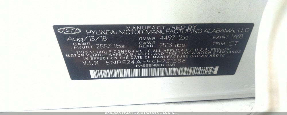 5NPE24AF9KH731588 2019 HYUNDAI SONATA photo no. 9