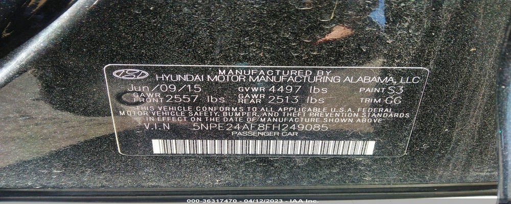 5NPE24AF8FH249085 2015 HYUNDAI SONATA photo no. 9