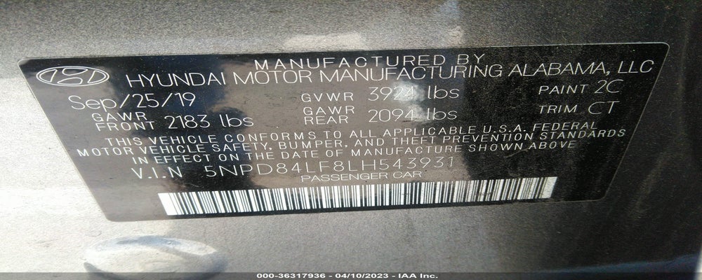 5NPD84LF8LH543931 2020 HYUNDAI ELANTRA photo no. 9