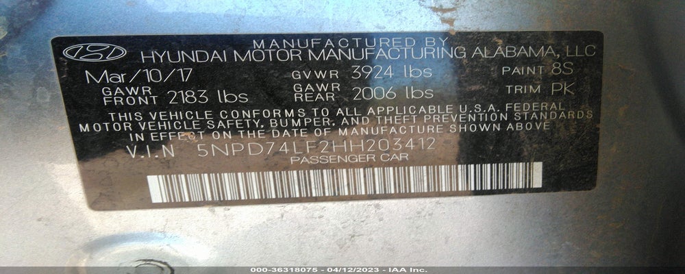 5NPD74LS2HH203412 2017 HYUNDAI ELANTRA photo no. 9