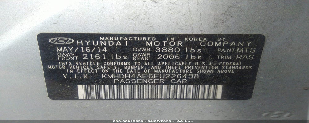KMHDH4AE6FU226438 2015 HYUNDAI ELANTRA photo no. 9