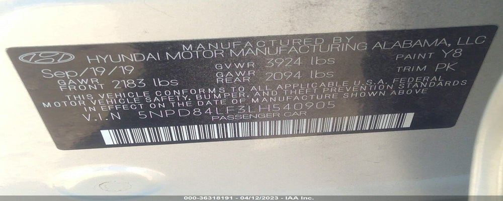 5NPD84LF3LH540905 2020 HYUNDAI ELANTRA photo no. 9