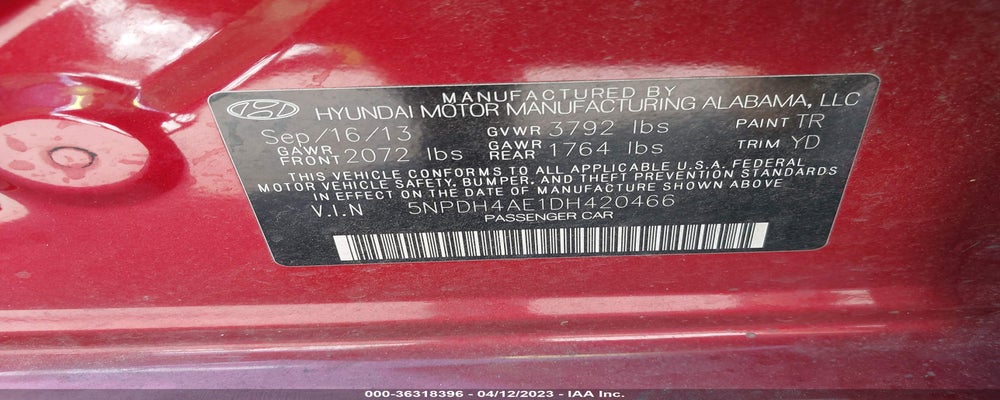 5NPDH4AE1DH420466 2013 HYUNDAI ELANTRA photo no. 9