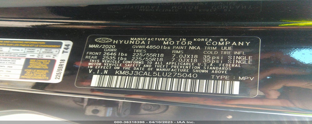 KM8J3CAL5LU275040 2020 HYUNDAI TUCSON photo no. 9