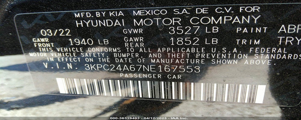 3KPC24A67NE167553 2022 HYUNDAI ACCENT photo no. 9