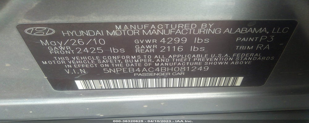 5NPEB4AC4BH081249 2011 HYUNDAI SONATA photo no. 9