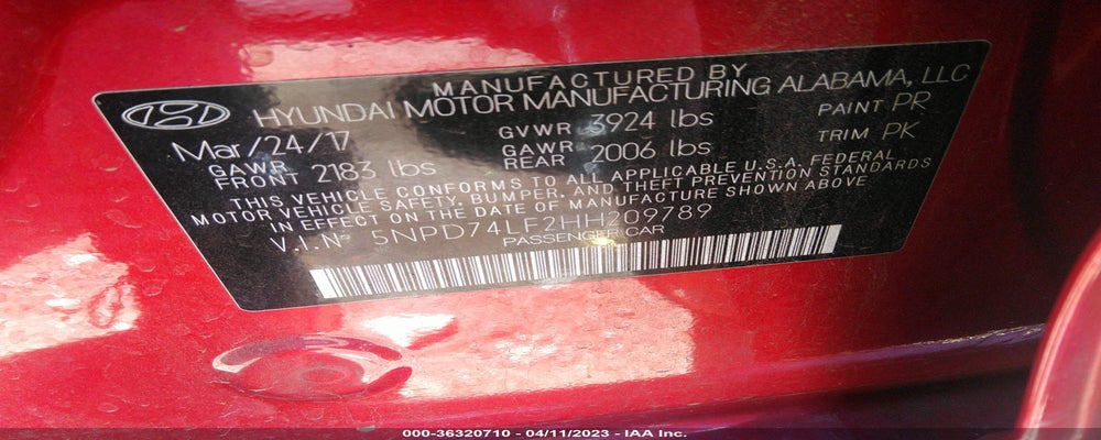 5NPD74LF2HH209789 2017 HYUNDAI ELANTRA photo no. 9