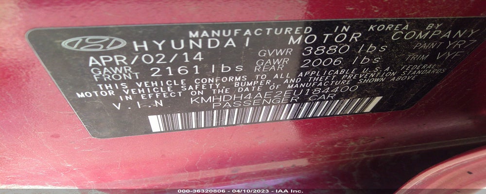KMHDH4AE2EU184400 2014 HYUNDAI ELANTRA photo no. 9