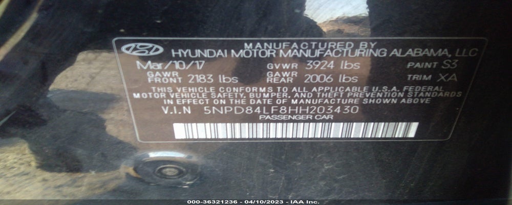 5NPD84LF8HH203430 2017 HYUNDAI ELANTRA photo no. 9