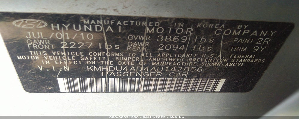 KMHDU4AD4AU142856 2010 HYUNDAI ELANTRA photo no. 9