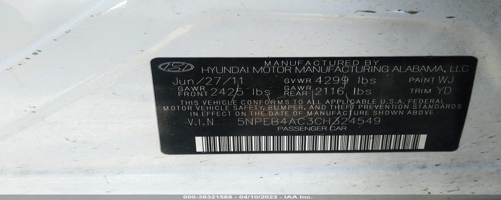 5NPEB4AC3CH324549 2012 HYUNDAI SONATA photo no. 9