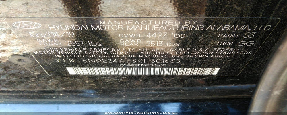 5NPE24AF3KH801635 2019 HYUNDAI SONATA photo no. 9