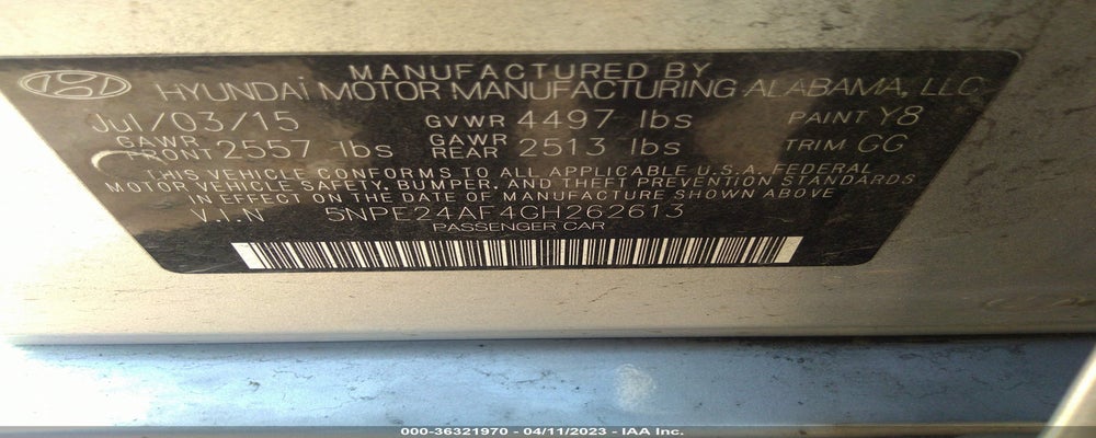 5NPE24AF4GH262613 2016 HYUNDAI SONATA photo no. 9