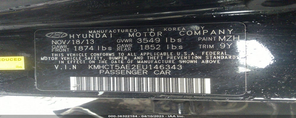 KMHCT5AE2EU146343 2014 HYUNDAI ACCENT photo no. 9