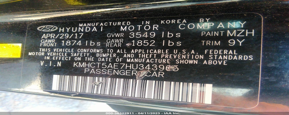 KMHCT5AE7HU343965 2017 HYUNDAI ACCENT photo no. 9