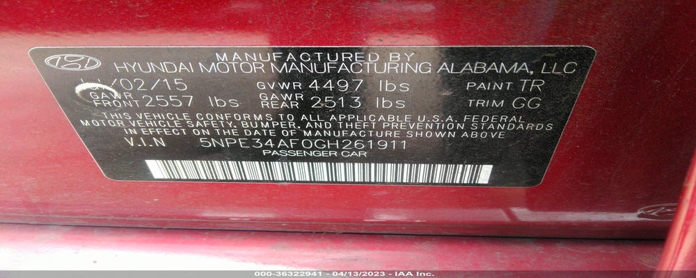 5NPE34AF0GH261911 2016 HYUNDAI SONATA photo no. 9