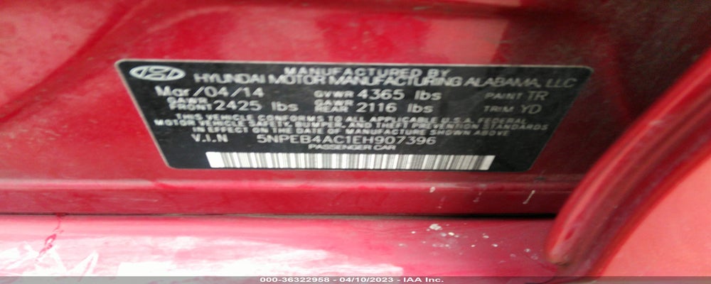 5NPEB4AC1EH907396 2014 HYUNDAI SONATA photo no. 9