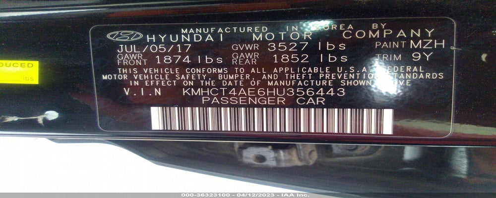 KMHCT4AE6HU356443 2017 HYUNDAI ACCENT photo no. 9