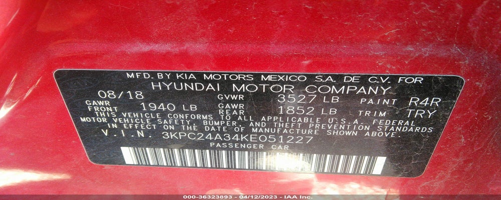 3KPC24A34KE051227 2019 HYUNDAI ACCENT photo no. 9