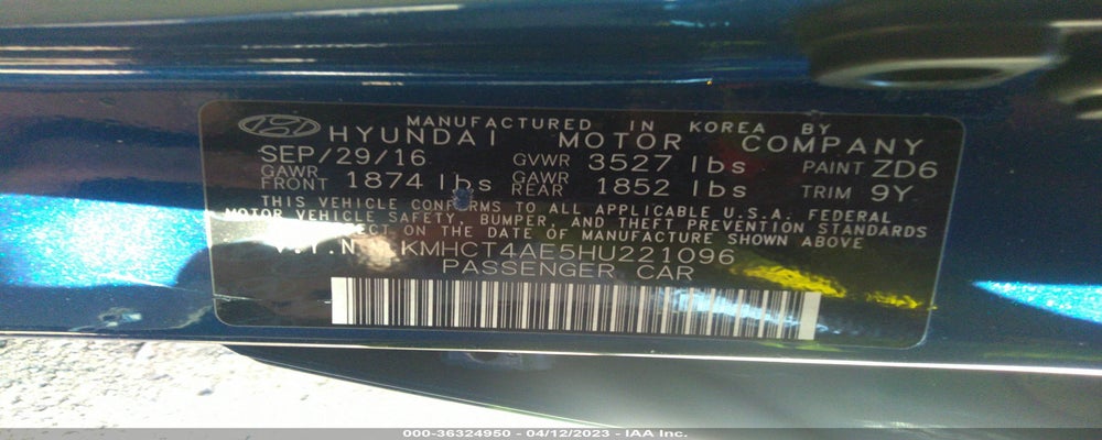 KMHCT4AE5HU221096 2017 HYUNDAI ACCENT photo no. 9
