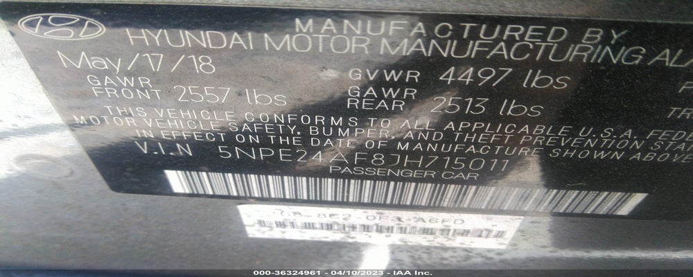 5NPE24AF8JH715011 2018 HYUNDAI SONATA photo no. 9