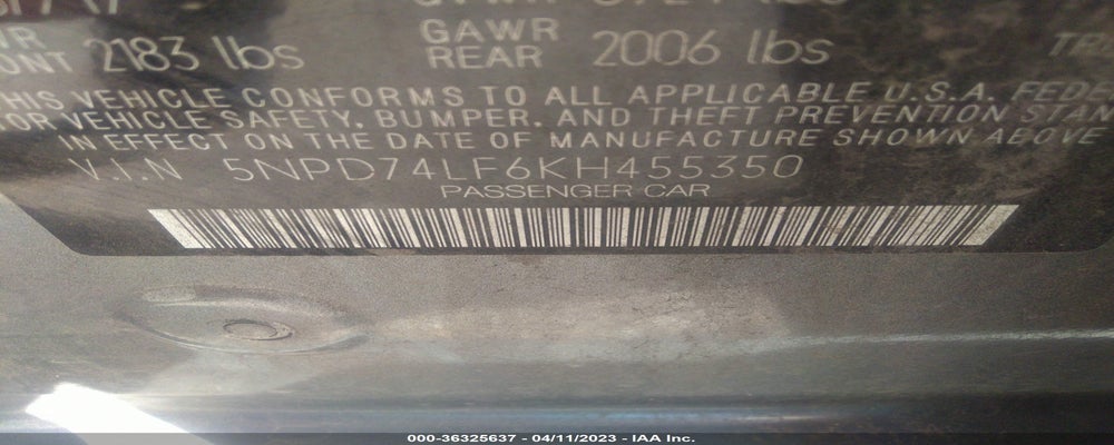 5NPD74LF6KH455350 2019 HYUNDAI ELANTRA photo no. 9
