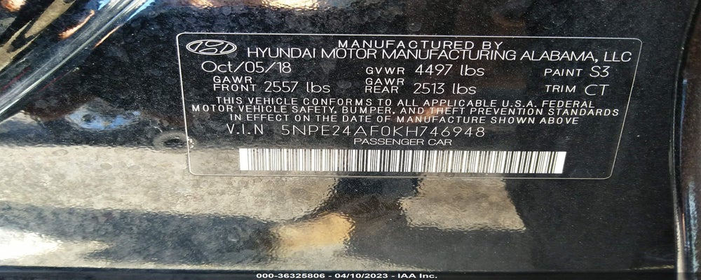 5NPE24AF0KH746948 2019 HYUNDAI SONATA photo no. 9
