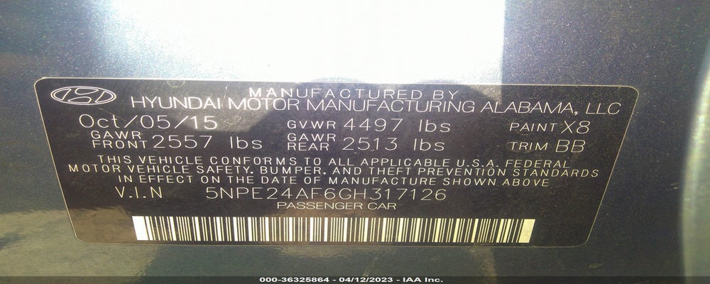 5NPE24AF6GH317126 2016 HYUNDAI SONATA photo no. 9