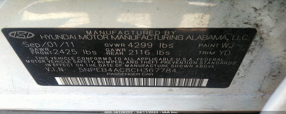 5NPEB4AC8CH367784 2012 HYUNDAI SONATA photo no. 9