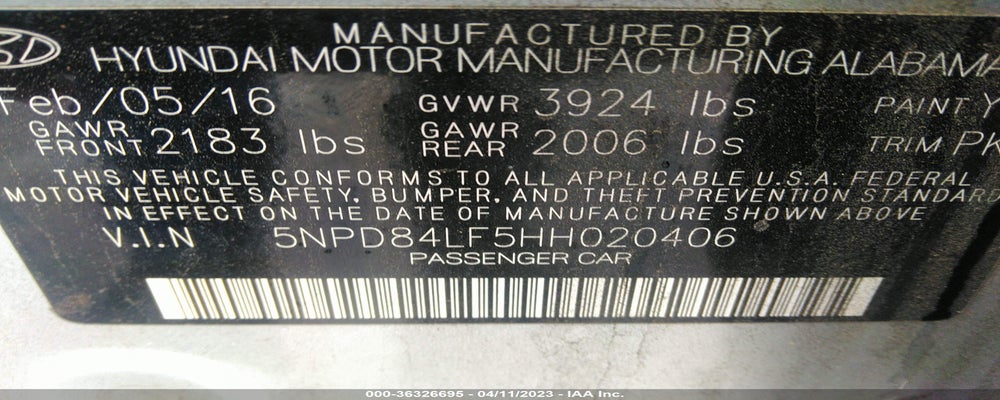5NPD84LF5HH020406 2017 HYUNDAI ELANTRA photo no. 9
