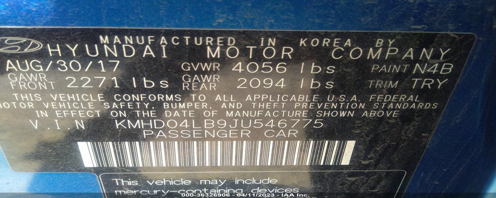 KMHD04LB9JU546775 2018 HYUNDAI ELANTRA photo no. 9