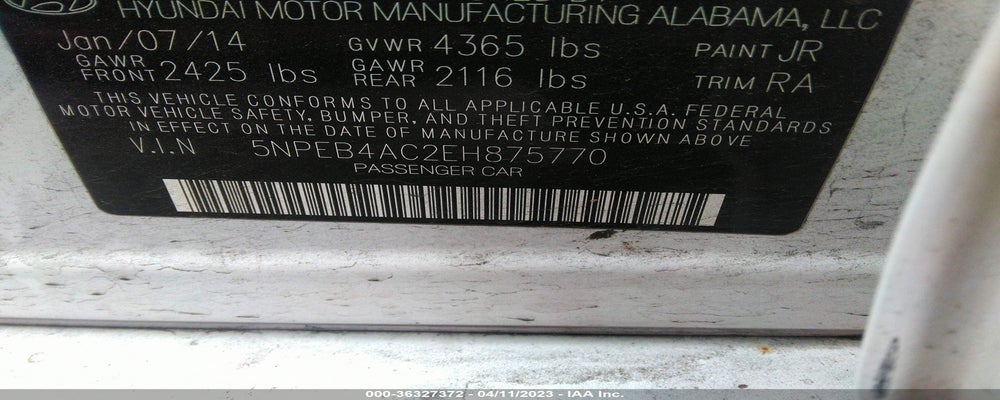 5NPEB4AC2EH875770 2014 HYUNDAI SONATA photo no. 9
