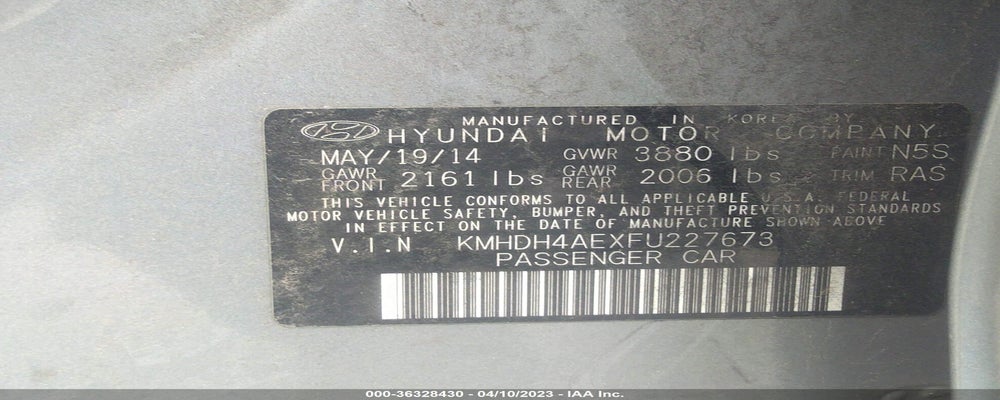 KMHDH4AEXFU227673 2015 HYUNDAI ELANTRA photo no. 9