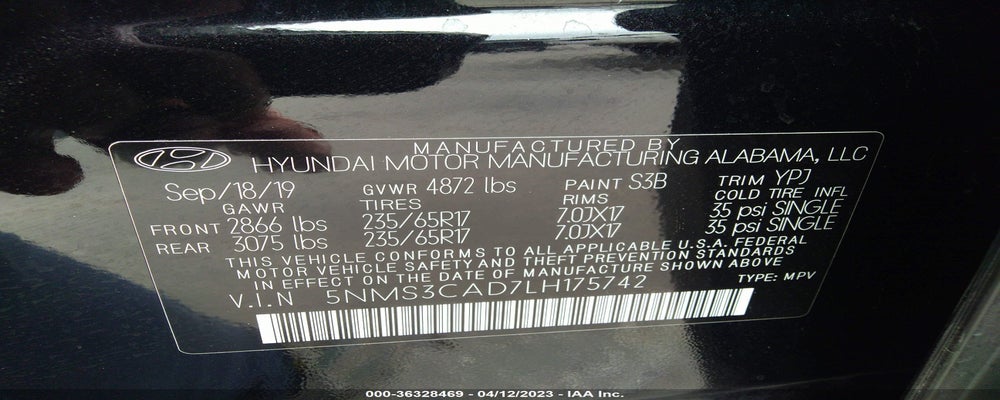 5NMS3CAD7LH175742 2020 HYUNDAI SANTA FE photo no. 9