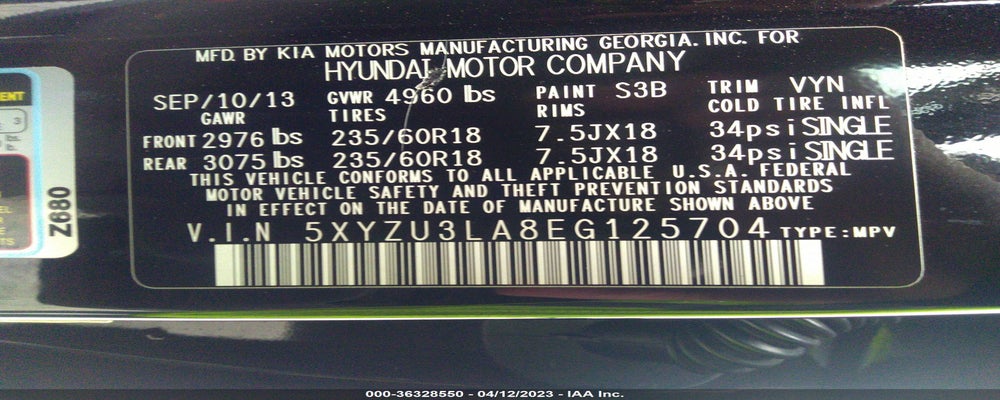 5XYZU3LA8EG125704 2014 HYUNDAI SANTA FE SPORT photo no. 9