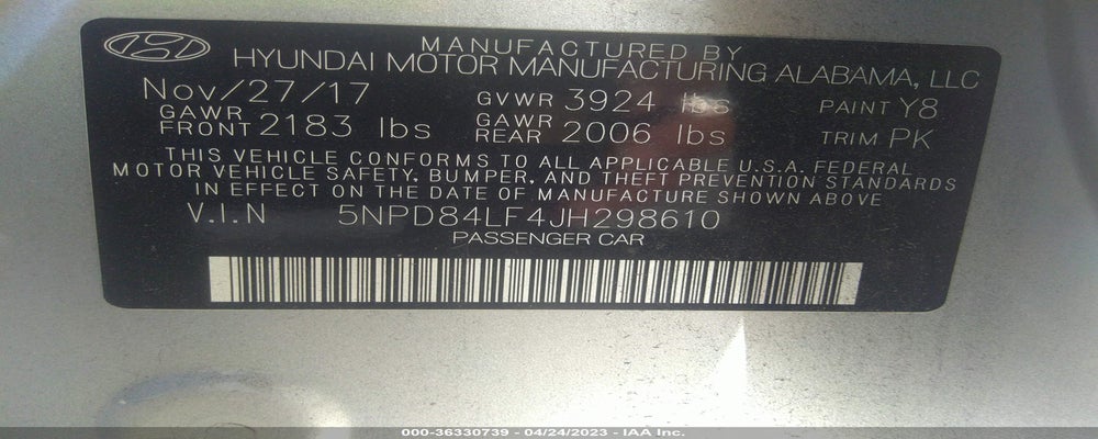 5NPD84LF4JH298610 2018 HYUNDAI ELANTRA photo no. 9