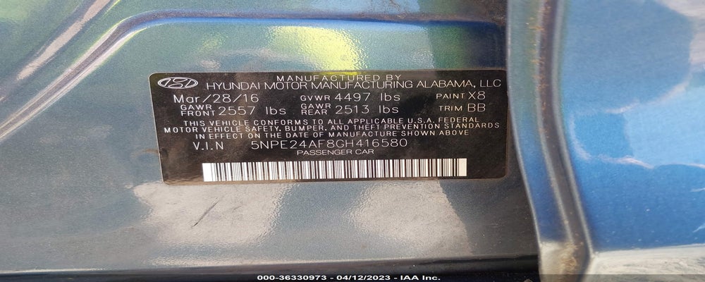 5NPE24AF8GH416580 2016 HYUNDAI SONATA photo no. 9