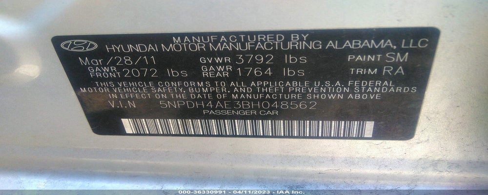 5NPDH4AE3BH048562 2011 HYUNDAI ELANTRA photo no. 9