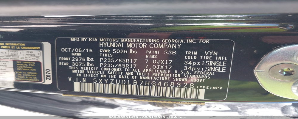 5XYZUDLB7HG468328 2017 HYUNDAI SANTA FE SPORT photo no. 9