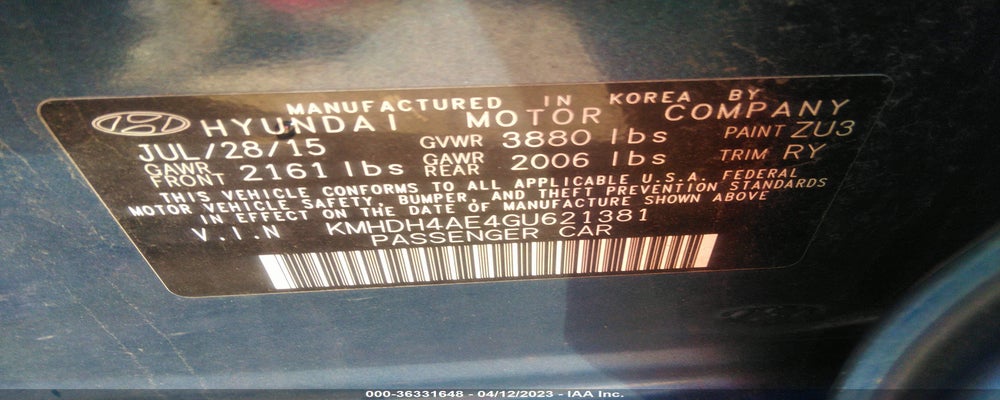 KMHDH4AE4GU621381 2016 HYUNDAI ELANTRA photo no. 9