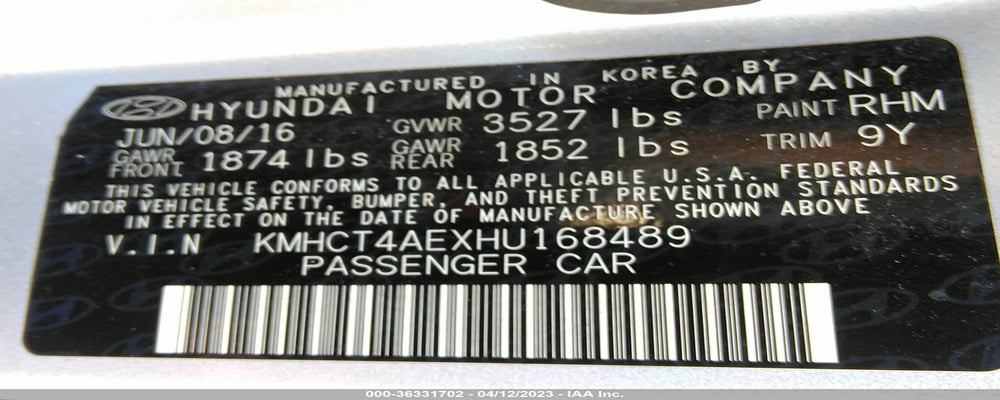 KMHCT4AEXHU168489 2017 HYUNDAI ACCENT photo no. 9